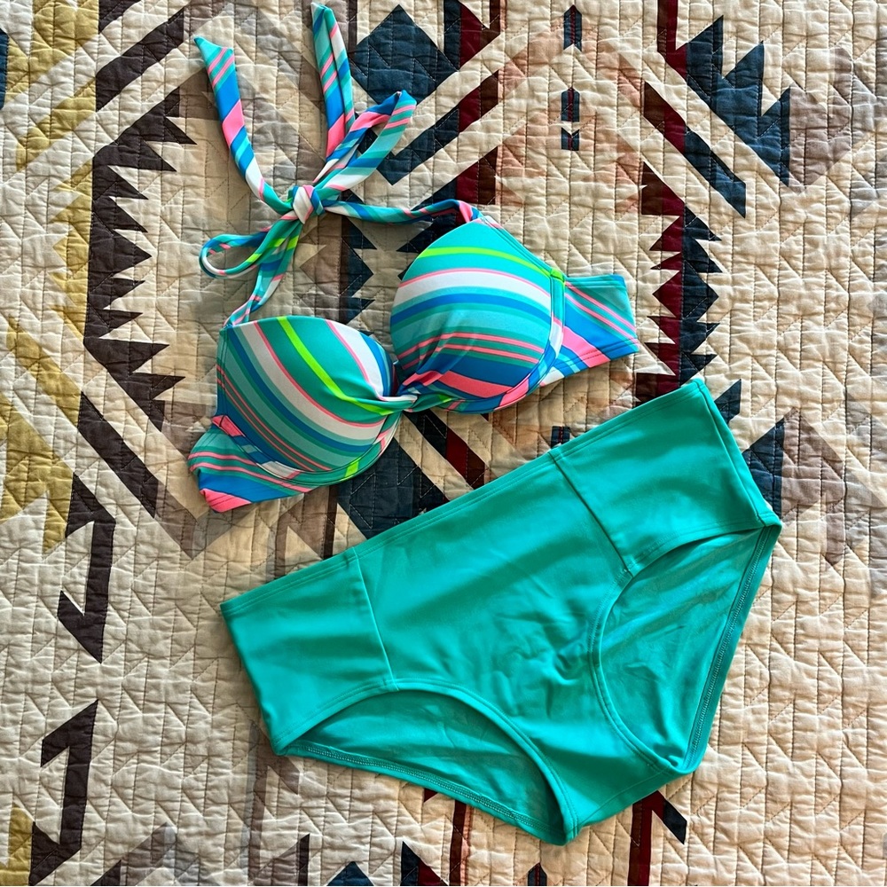 Teal Striped Aerie Bikini